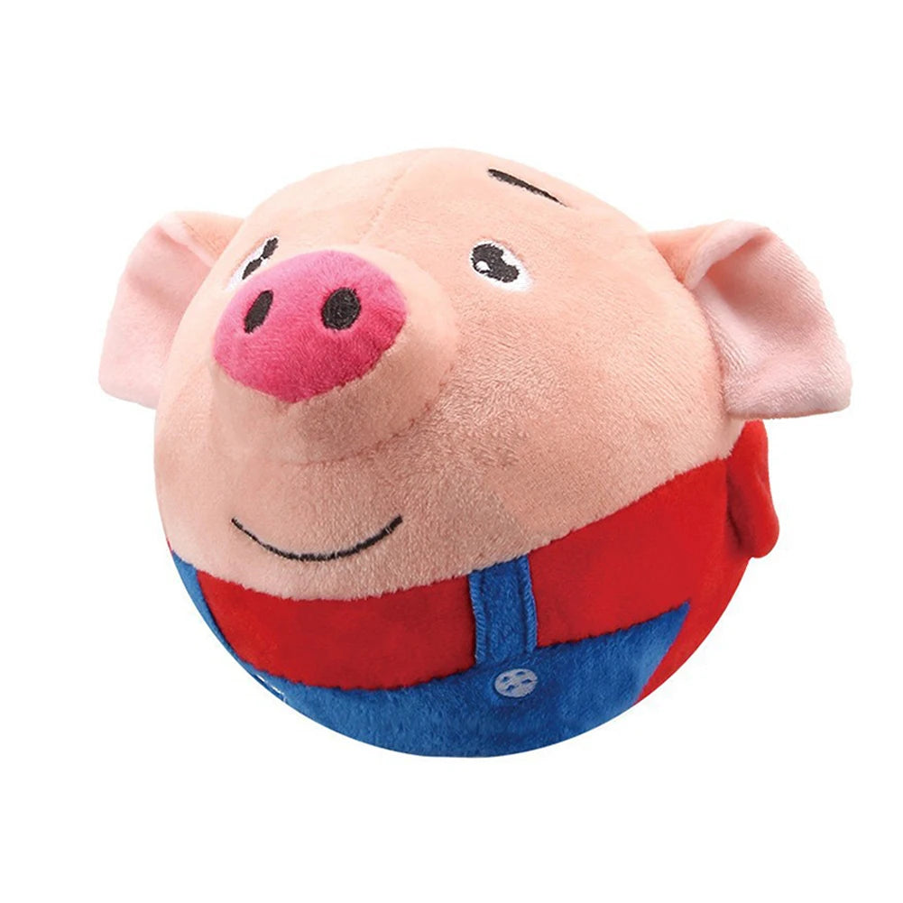 interactive squeaky dog toy plush red pig bouncing ball for small and medium dogs, bite resistant indoor play