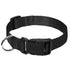 Black adjustable dog collar with D-ring, durable nylon quick release buckle for dogs, goats, sheep, and horses