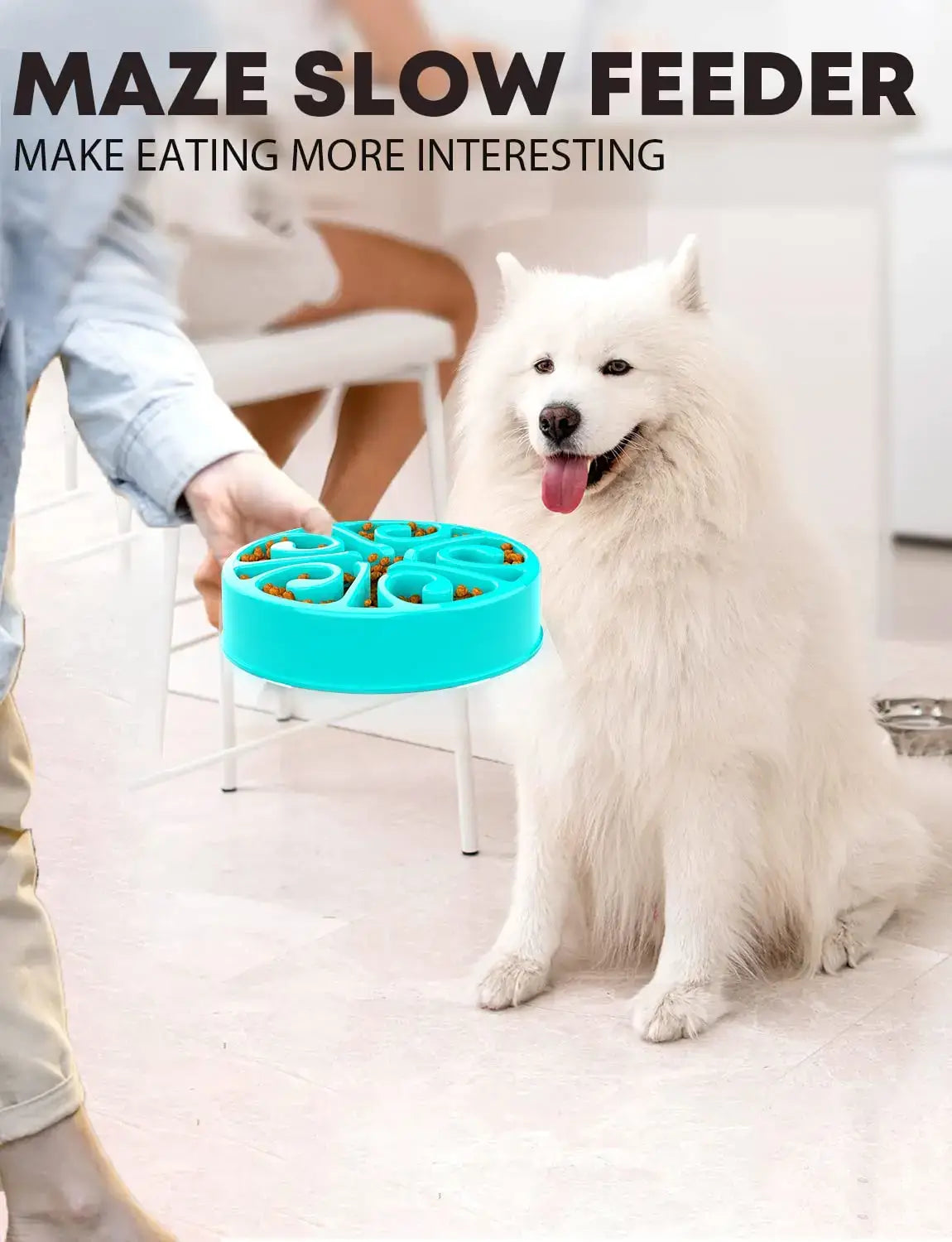 slow feeder dog bowl maze feeder for large dogs, non-slip anti-gulping pet food bowl