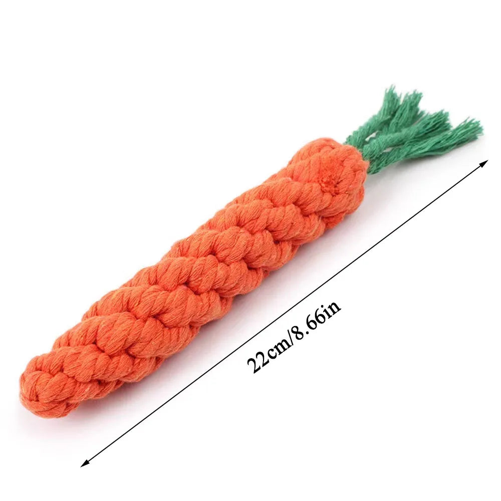 durable cotton rope dog chew toy carrot-shaped braided chew toy for puppies, 22cm, safe teeth cleaning