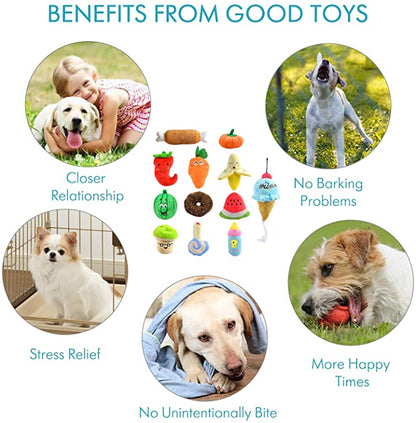 plush squeaky dog chew toy for small and medium dogs, helps reduce barking, stress, and chewing