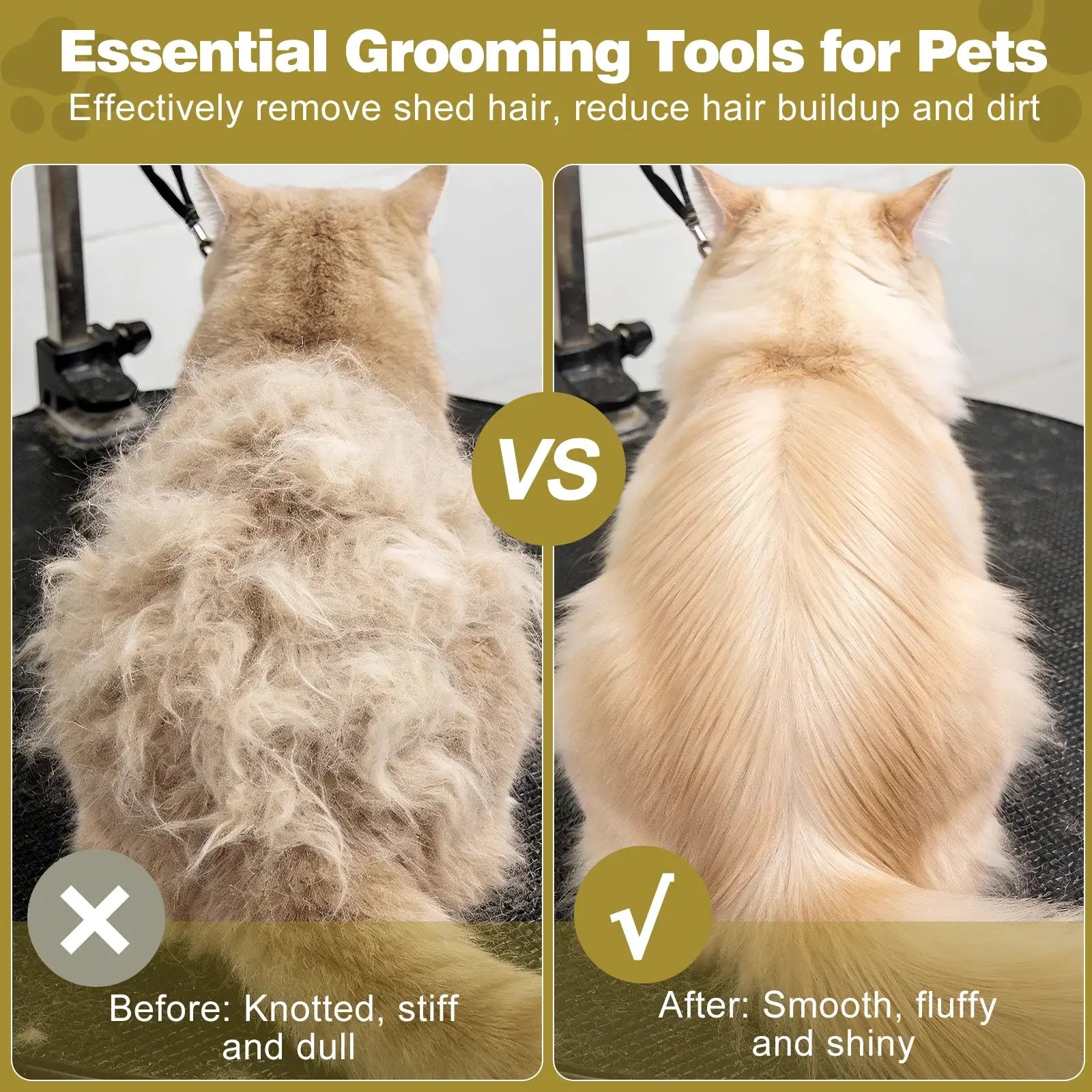 deshedding brush for dogs removes loose hair, reduces shedding, and leaves pet coats smooth, fluffy, and shiny
