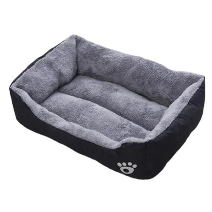 Plush dog bed for large, medium and small dogs, black non-slip bite-resistant pet sleeping mat with soft coral fleece