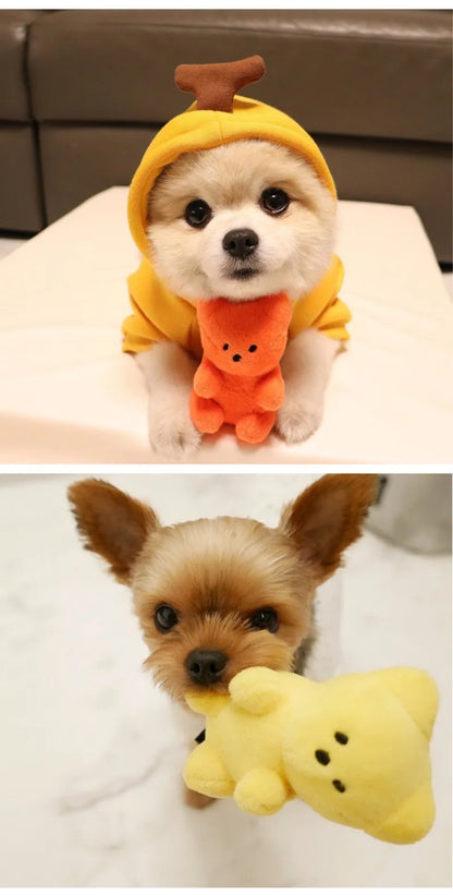 small dog squeaky toy plush bear-shaped pet toy for puppies, Pomeranians, and Shih Tzus