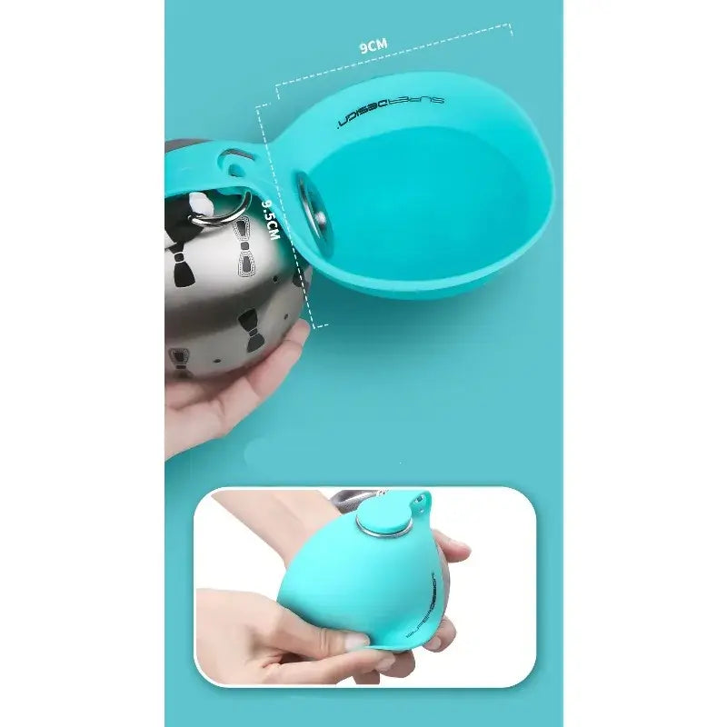 portable dog water bottle with foldable bowl for small dogs, convenient travel pet drink dispenser