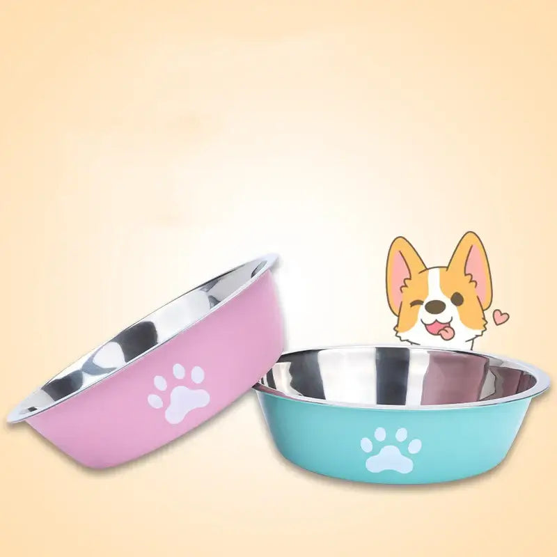 Dog bowl new pet bowl large capacity dog food bowl stainless steel anti-overturning household dog bowl pet supplies