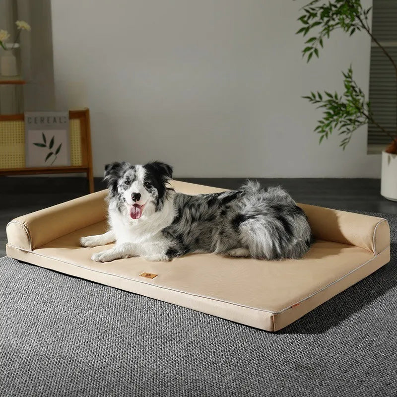 waterproof washable dog bed beige Oxford fabric sofa cushion with anti-slip base for four-season pet comfort