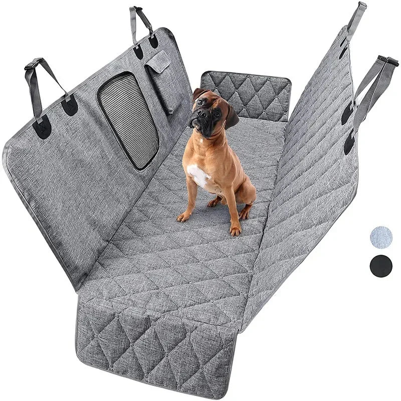 waterproof dog car seat cover quilted rear seat hammock with side flaps and mesh window for pet travel safety