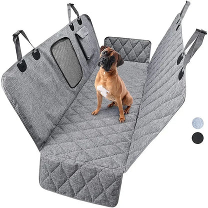 waterproof dog car seat cover quilted rear seat hammock with side flaps and mesh window for pet travel safety