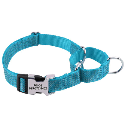 Reflective Nylon Dog Collar With Handle Adjustable Dog Collars Pet Training Walking Necklace for Small Medium Large Dogs Pug