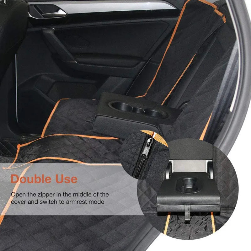 Car Dog Seat Cover For Back Seat Waterproof Auto Rear Pet Seat Protector Mat Nonslip Universal Safety Carrier For Outing Dogs showing double use.