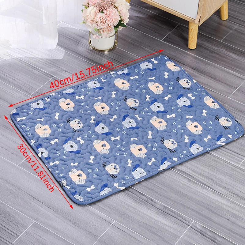 reusable washable dog pee pad blue A3 40x30cm cartoon pet mat for dogs, absorbent cotton EVA training pad