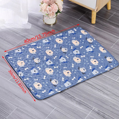 reusable washable dog pee pad blue A3 40x30cm cartoon pet mat for dogs, absorbent cotton EVA training pad