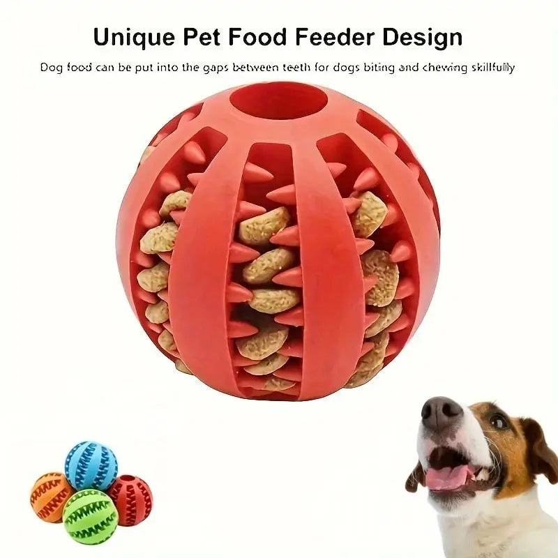 nontoxic dog chew toy ball pet food feeder design for dogs and puppies, bite resistant rubber treat dispenser
