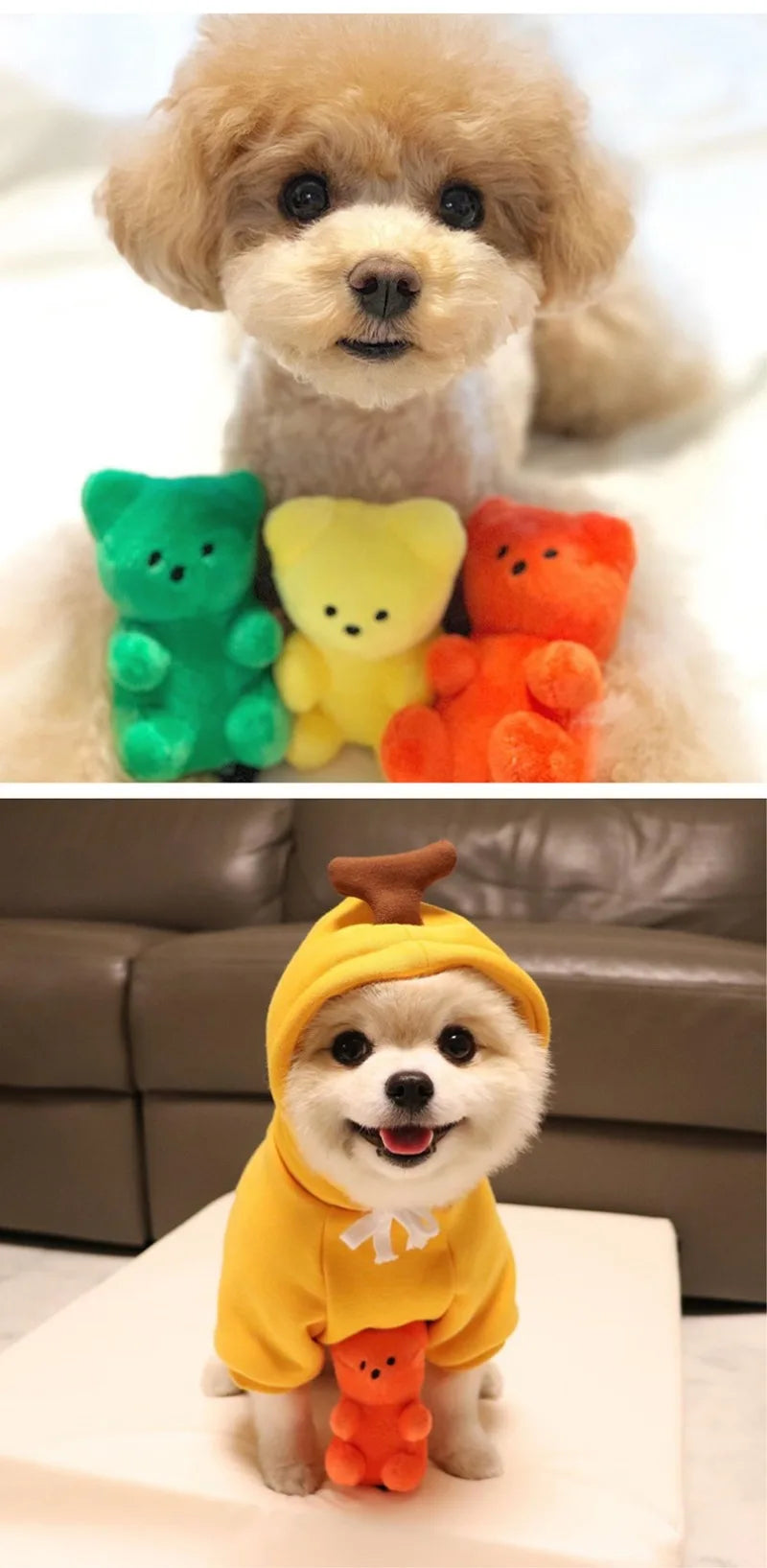 small dog squeaky toy plush bear for puppies and cats, 11cm fleece pet supply for Pomeranian, Teddy, Shih Tzu, Pug