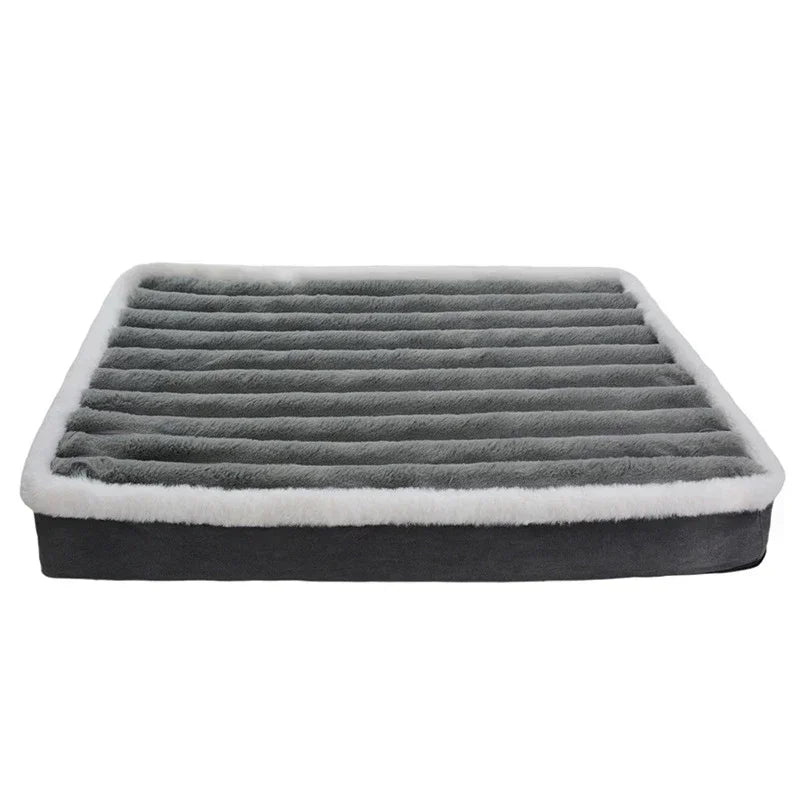 Gray calming dog bed memory foam pet mattress with removable washable cover, non-slip bottom, for crates