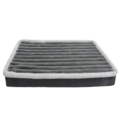 Gray calming dog bed memory foam pet mattress with removable washable cover, non-slip bottom, for crates
