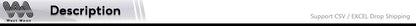 Description banner with abstract logo and text for CSV, Excel drop shipping support