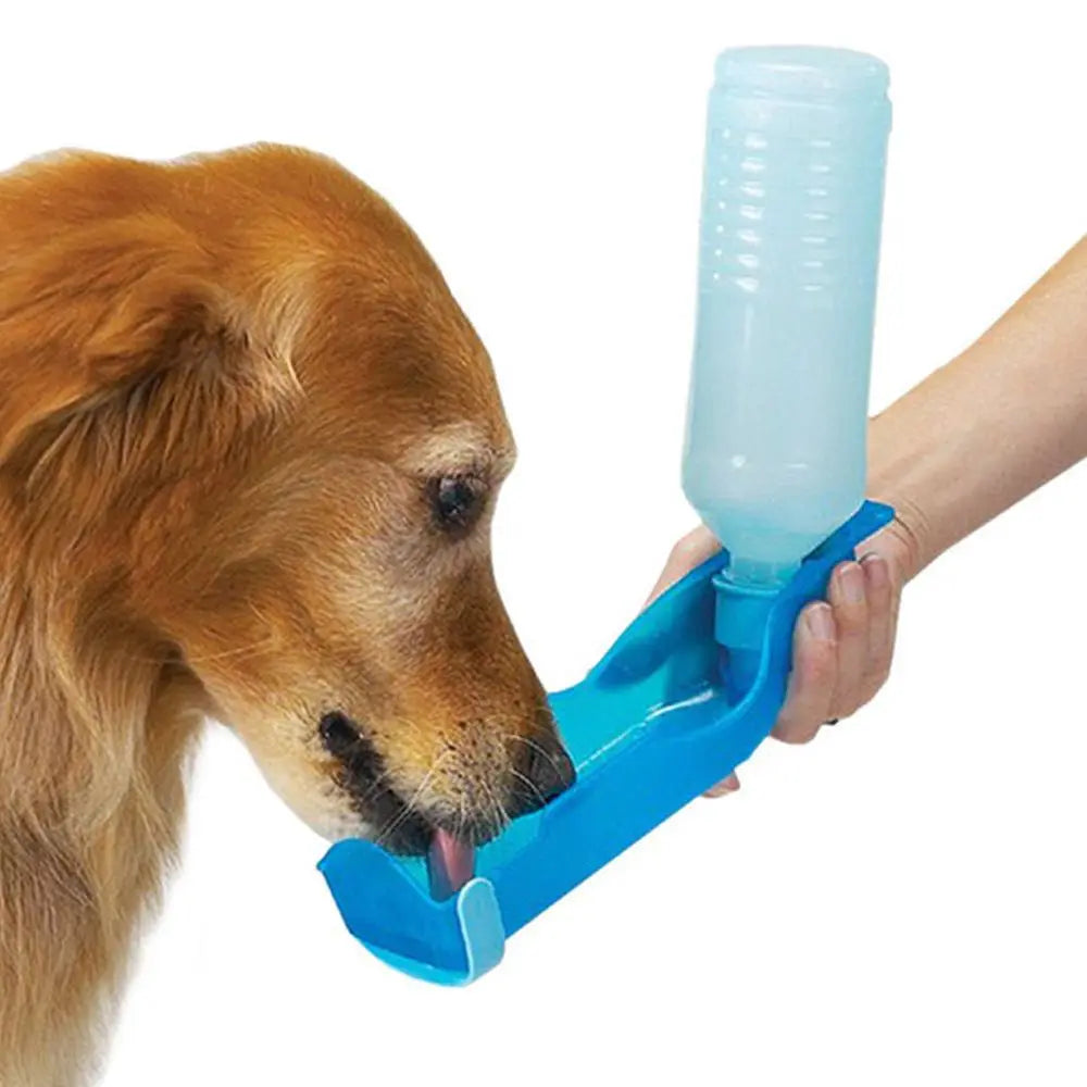 portable pet water bottle for dogs, blue travel water dispenser for dogs and cats with drinking bowl