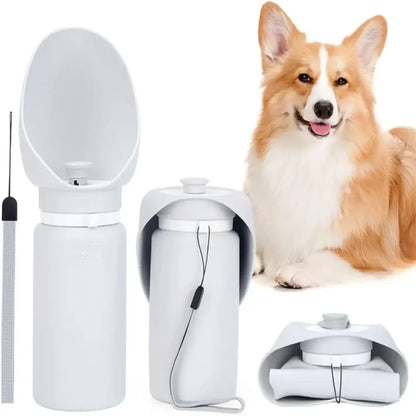 portable dog water bottle with foldable silicone design, 550ml leak-proof water bottle for outdoor walks and travel