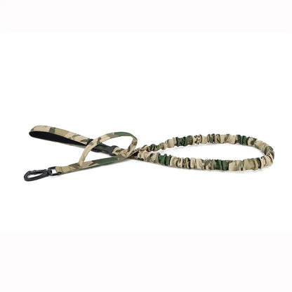 adjustable military dog leash with quick release, elastic rope and dual control handles for medium and small dogs