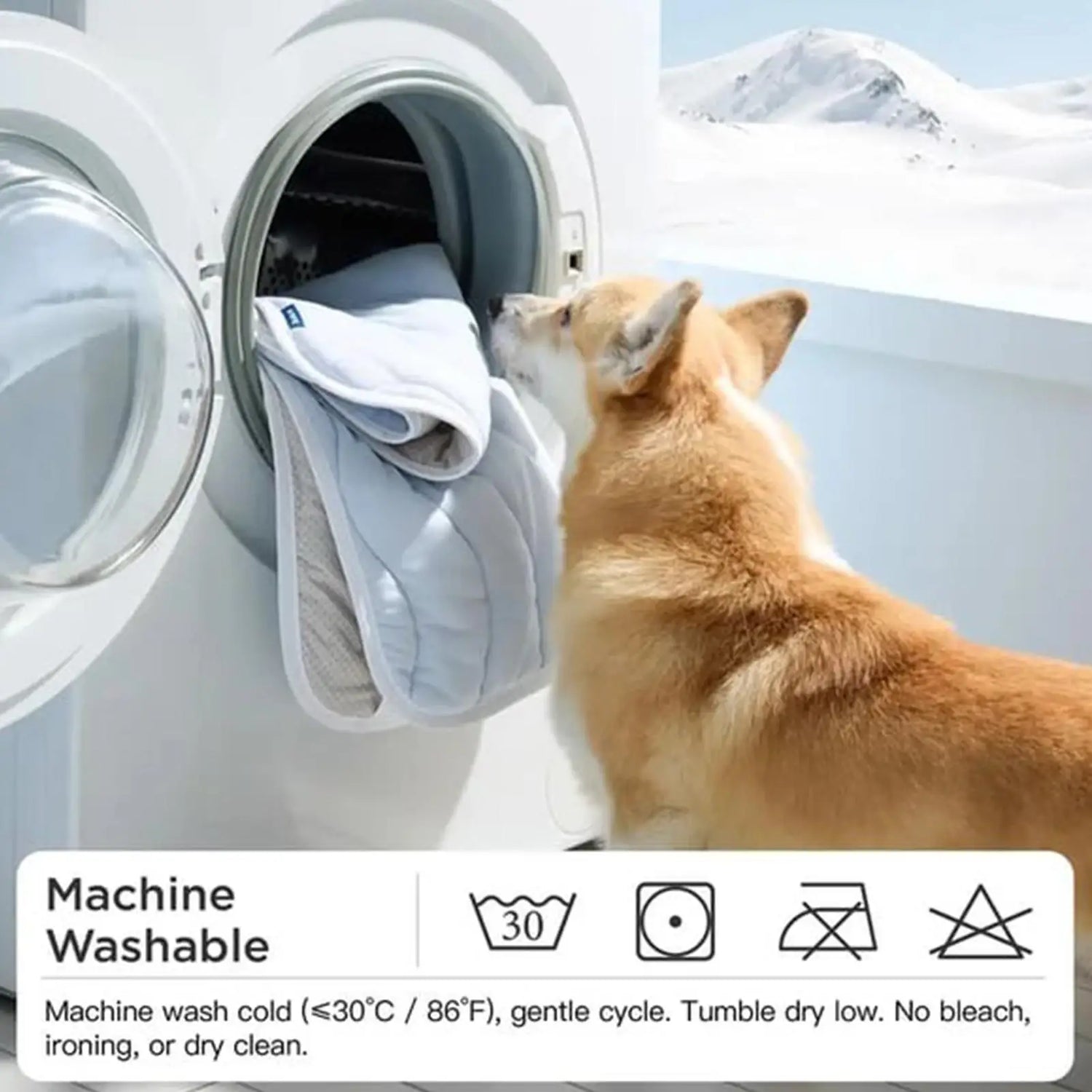 washable dog cooling mat for dog and , machine washable, non slip, comfortable indoor outdoor travel crate use
