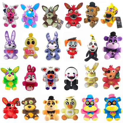 FNAF Freddy plush toy collection with colorful Five Nights at Freddy&