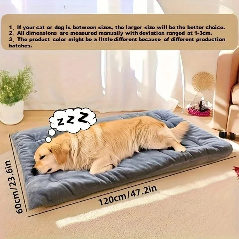 plush dog bed sofa for large dogs, thick super soft polyester pet mat crate bed, 47.2in x 23.6in