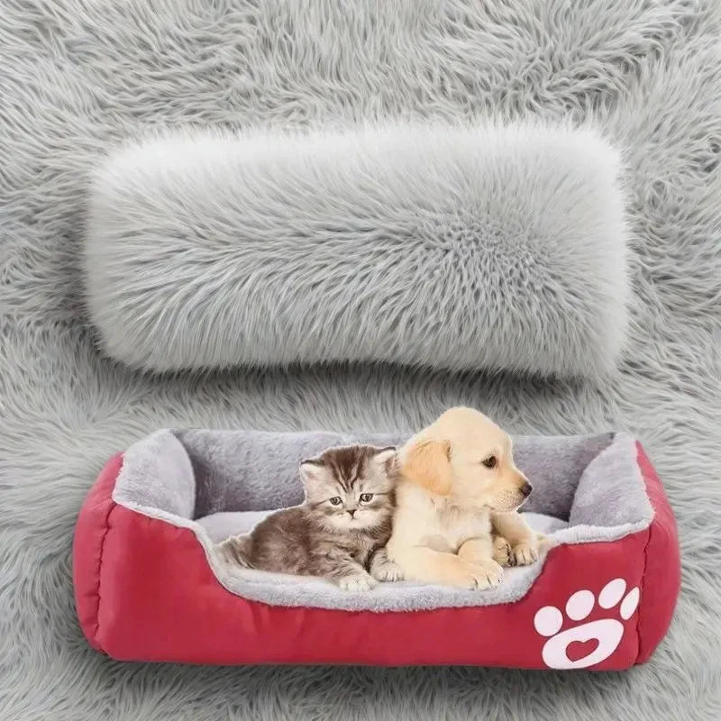 calming plush dog bed for small dogs and cats, warm soft cushion pet house with cozy corduroy comfort