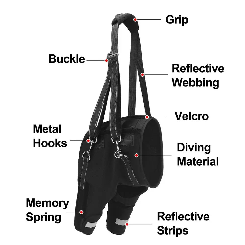 Legs Hip Support Dog Lift Harness Black Adjustable Pet Aid Assist Tool Sturdy Handle Reflective Strip Walking Support Straps