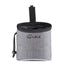 Gray dog treat pouch with drawstring and belt loop, portable pet training accessory