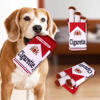 plush cigarette dog toy for chewing, funny interactive dog plush toy gift for play
