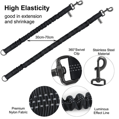 long dog training leash with high elasticity, 360° swivel clip, stainless steel clip, premium nylon fabric
