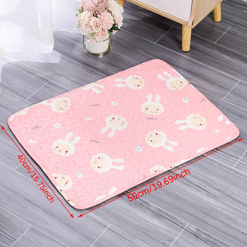 reusable washable dog pee pad pink cartoon bunny pet mat 50x40cm soft waterproof training pad