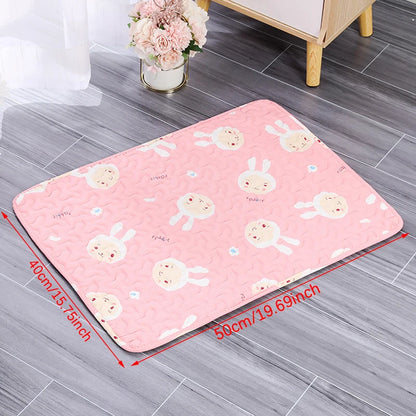 reusable washable dog pee pad pink cartoon bunny pet mat 50x40cm soft waterproof training pad
