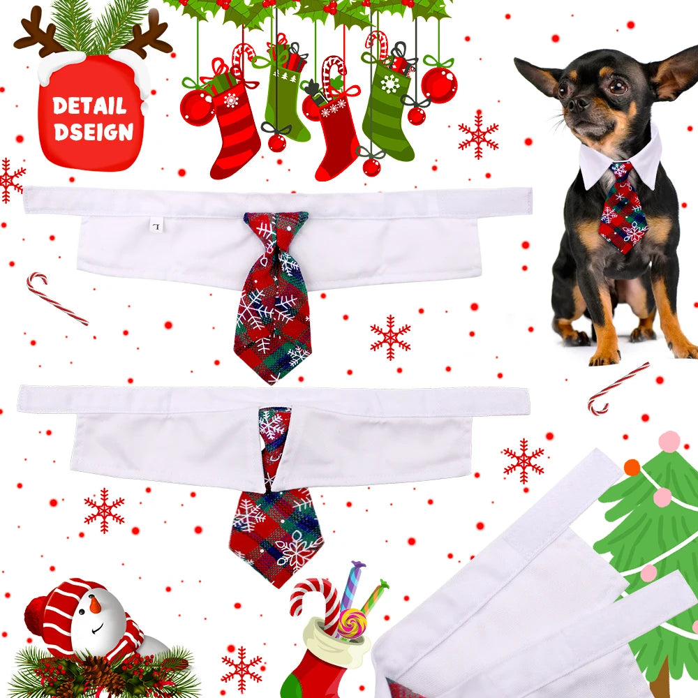 christmas dog necktie festive plaid adjustable pet bow tie accessory for winter grooming