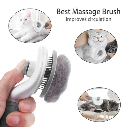 self cleaning pet hair remover brush for dogs and cats grooming, removes loose hair, tangles, and dander