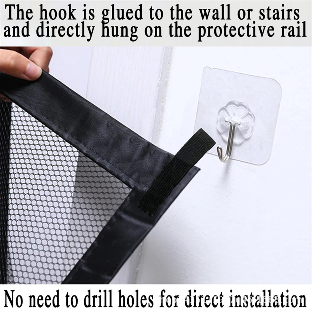 Pet Dog Barrier Fences With 6Pcs Hook Pets Isolated Network Stairs Gate New Folding Breathable Mesh Playpen installation hook