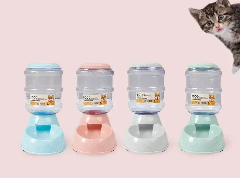 Pet water dispenser plastic automatic feeder with cat bowl and water bottle for cats and dogs