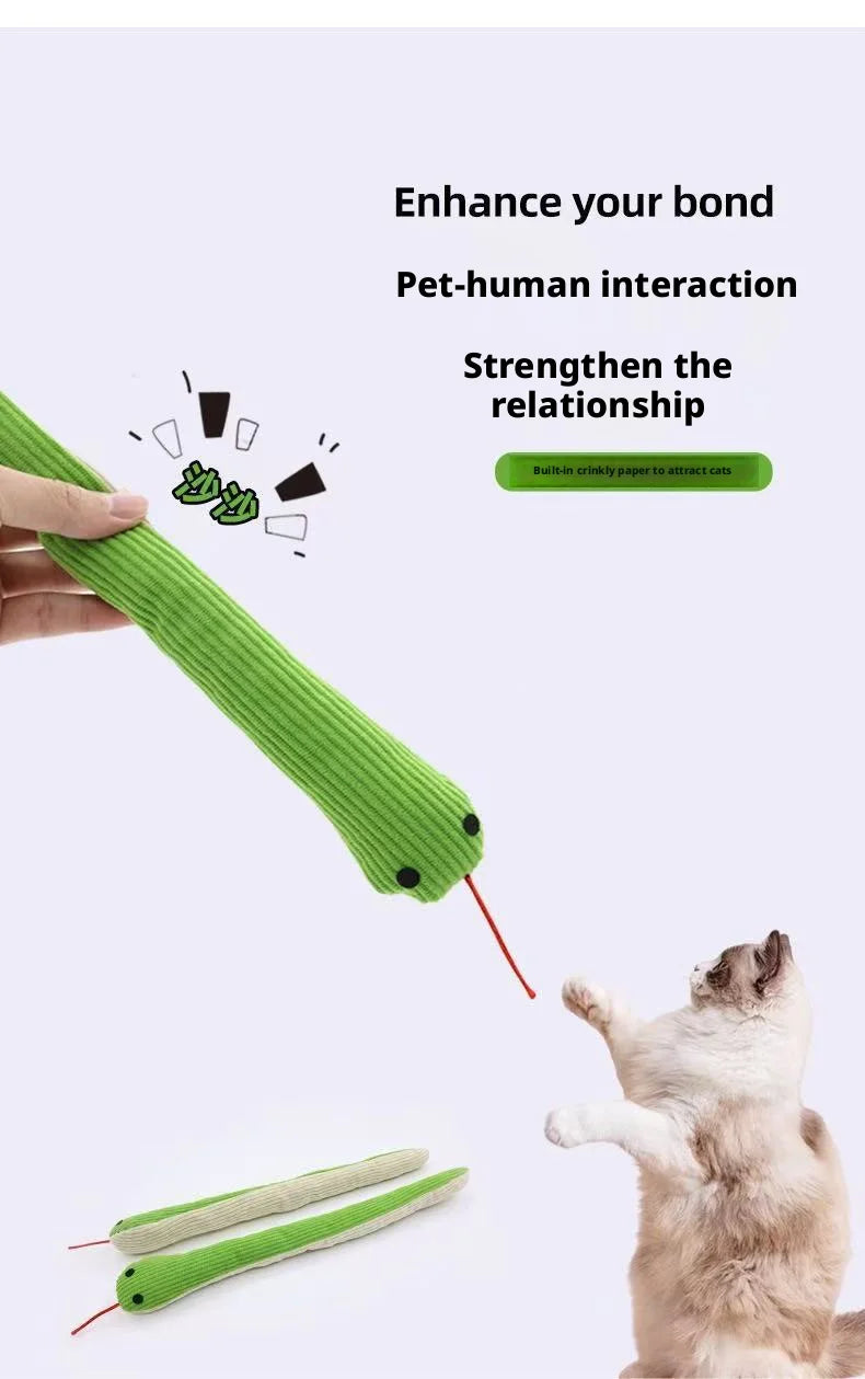 plush snake pet chew toy for kittens and puppies, bite-resistant plush sound toy for teeth cleaning and interactive play