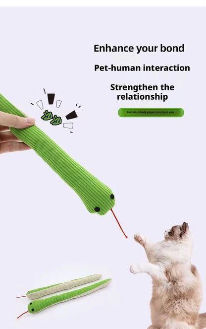 plush snake pet chew toy for kittens and puppies, bite-resistant plush sound toy for teeth cleaning and interactive play