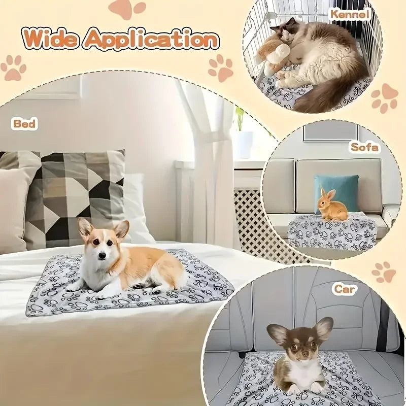 Soft Flannel Pet Blanket for Dogs Cats Plush Mat Dog Paw Print for Cats Dog  High Quality Dog Blanket Pet Mat Warm Dog Supplies