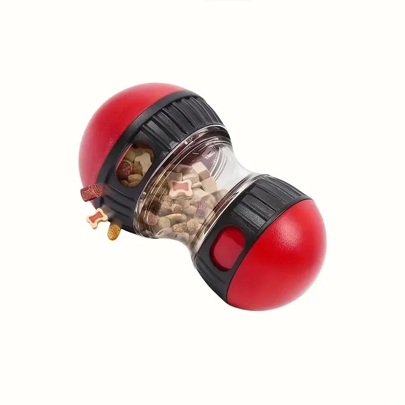 interactive dog treat dispenser toy for slow feeding, durable plastic pet toy that dispenses treats and supports healthy eating