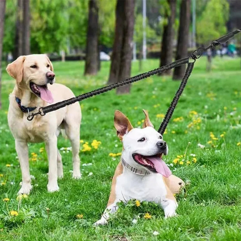 Pet Dog Double Leashes Dog Leash Rope Elastic Extended Pet Leash Belt Outdoor Training for Two Double Small Medium Dogs Lead.