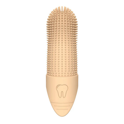 Yellow silicone finger toothbrush for dogs, 360° food grade dental care brush for dogs and cats