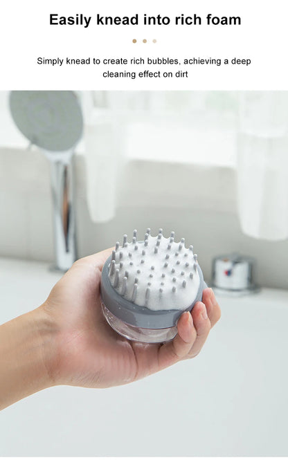 silicone pet bath brush with shampoo dispenser for rich foam, gentle massage, and deep cleaning of pet fur and hair