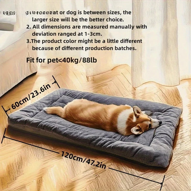 plush dog bed sofa for small, medium, and large dogs, thick soft polyester pet mat, 120x60cm, grey