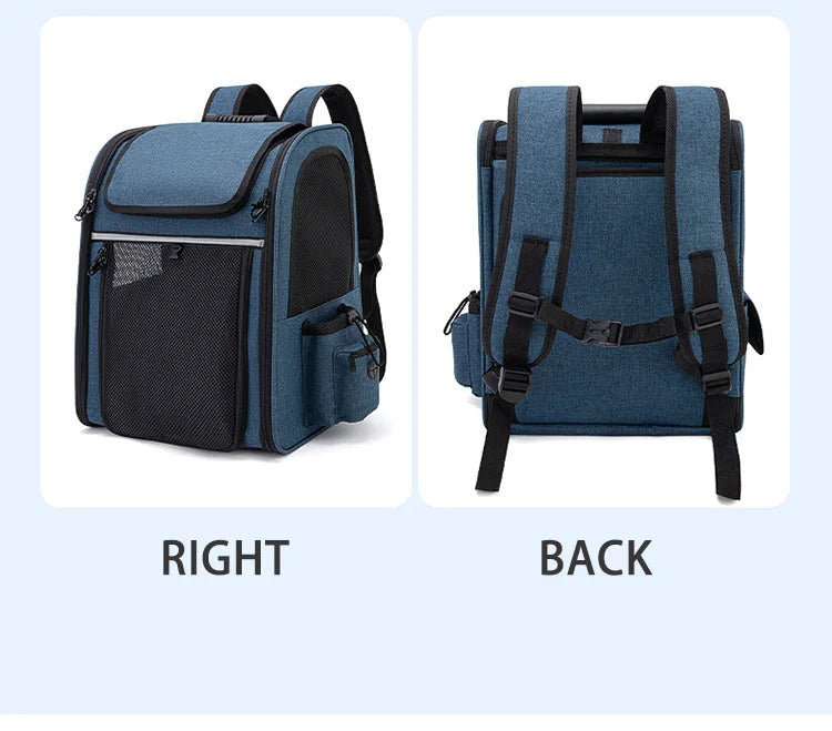 Pet Backpack Portable Breathable Outdoor Foldable Expandable Cat &amp; Dog Backpack Large Capacity Oxford Cloth Cat Carrying Bag