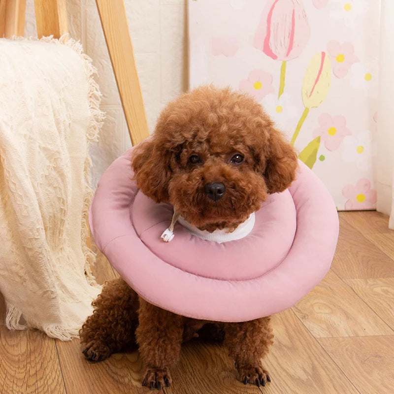 Elizabethan Collar For Dogs Adjustable Neck Drawstring Waterproof Protective Donut Collar Prevent Biting &amp; Scratching