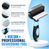 2-in-1 pet deshedding brush with no-scratch rounded teeth, blue grooming tool for dogs and cats